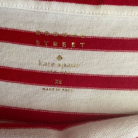 Kate Spade Broome Street Red & White Striped Ruffle Top Size XS - Picture 5 of 9